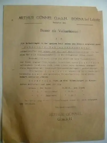 Arthur Günnel GmbH Borna bei Leipzig Werbeschreiben und Blatt um 1925