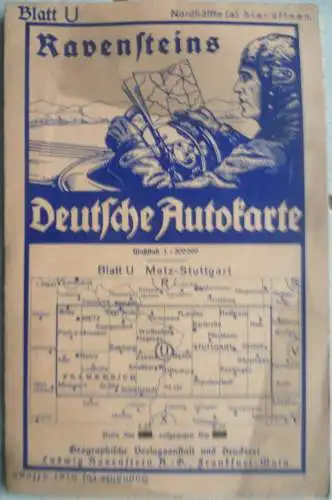 Ravensteins Deutsche Autokarte Blatt U Metz- Stuttgart