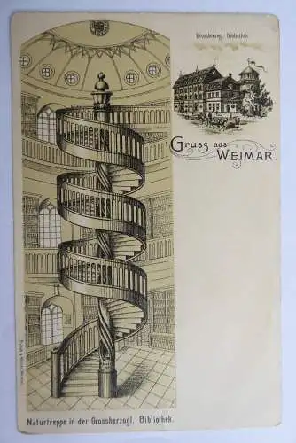 AK Vorläufer Weimar Großherzogl. Bibliothek Naturtreppe