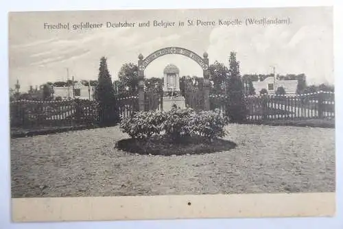 AK Friedhof gefallener Deutscher und Belgier in St.Pierre Kapelle (Westflandern)