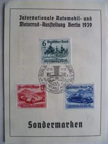 Kleines Lot IAA 1939 AK, Erinnerungskarte ESSt, 2 Marken postfr. Eckstücke