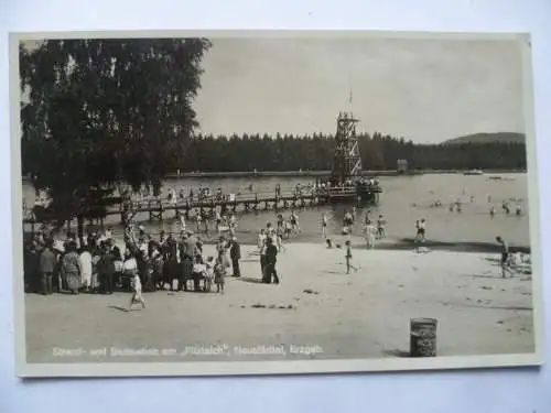 AK Neustädtel Erzgebirge Strand- und Badeleben am Filzteich