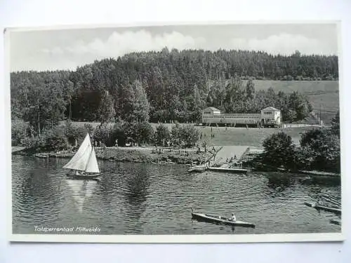 AK Mitweida Talsperrenbad Familienbad-Bootshaus-Zeltstadt