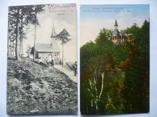 2 AK Alexisbad im Harz Mägdesprung Cöthener Schutzhütte (Kapelle)