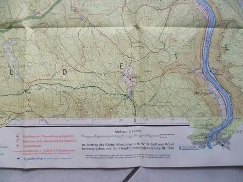 Große Wanderkarte vom Elbsandsteingebirge 1942 Maßstab 1:30000 in 6 Farben