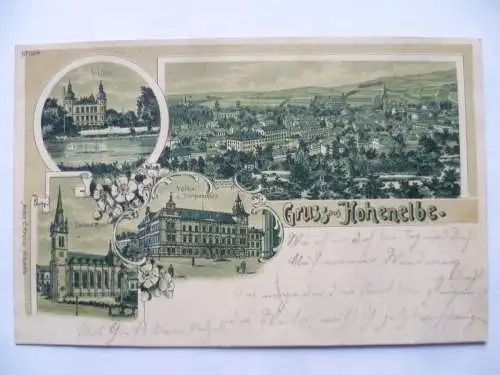 Litho-AK Hohenelbe Böhmen 4 Ansichten