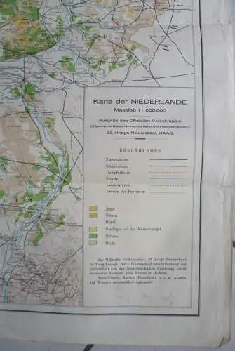 Karte der Niederlande Ausgabe des Offiziellen Verkehrsbüro um 1935