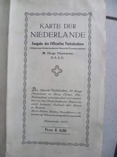 Karte der Niederlande Ausgabe des Offiziellen Verkehrsbüro um 1935