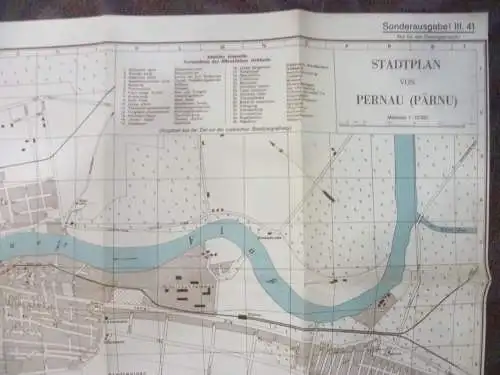 Pernau Pärnu Estland Stadtplan Kriegskarte II. Weltkrieg Sonderausgabe III.1941