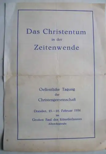 Tagungsprogramm Christengemeinschaft Dresden 1934