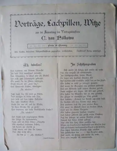 Vorträge, Lachpillen, Witze C. van Pölkowa I. Weltkrieg