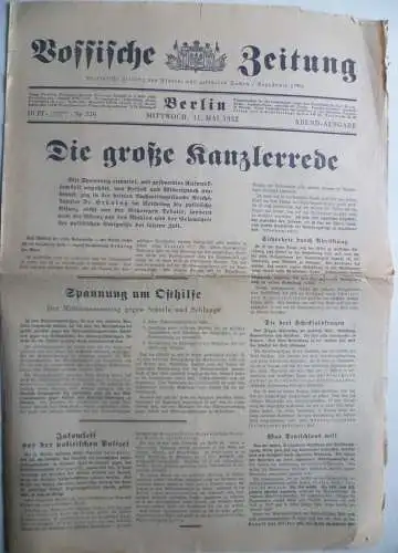 Vossische Zeitung 11.5.1932 Die große Kanzlerrede Dr. Brüning