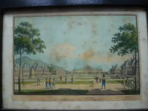 Dresden Pillnitz aquarellierte Radierung Meser um 1830