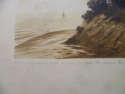 Orig. Aquarell Marksteiner 1931 Am Langen Berg bei Bansin Ostsee