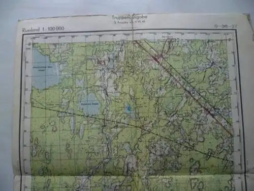 2 Landkarten II.WK Russland Truppenausgabe 1:100000 1942 O-36-27+28