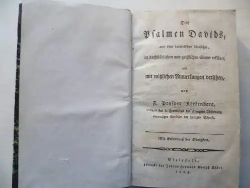 Krekenberg, Die Psalmen Davids, Bielefeld 1805