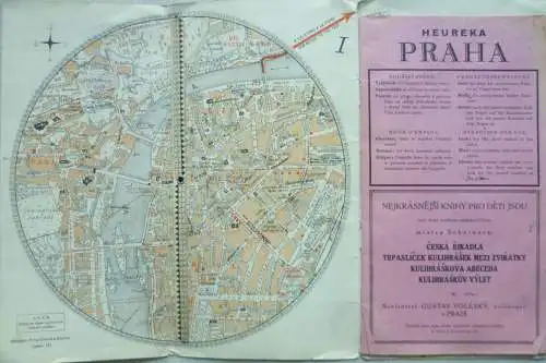 Stadtplan Prag Patent Heureka um 1925