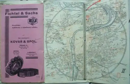 Stadtplan Prag Patent Heureka um 1925