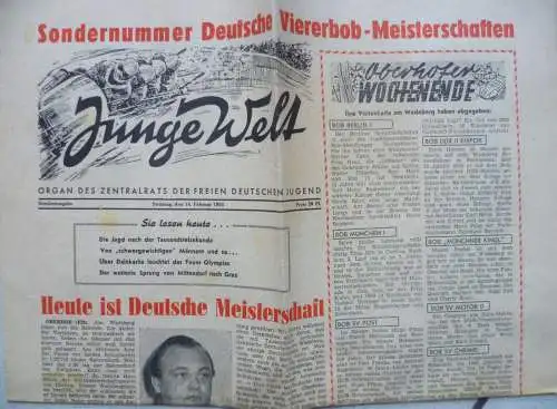 Sondernummer Junge Welt 1954 Deutsche Viererbob-Meisterschaften