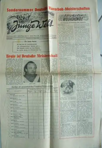 Sondernummer Junge Welt 1954 Deutsche Viererbob-Meisterschaften