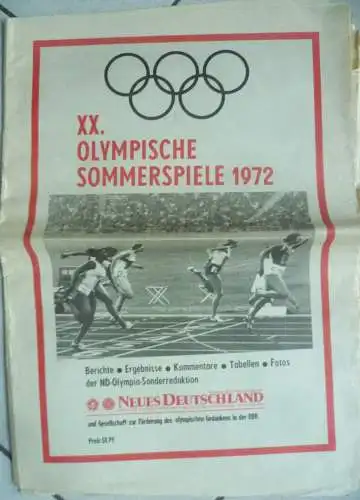 Neues Deutschland Sonderausgabe 1972 Olympische Spiele München