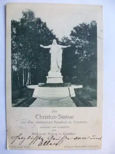 AK Chemnitz Christus-Statue auf dem städt. Friedhof