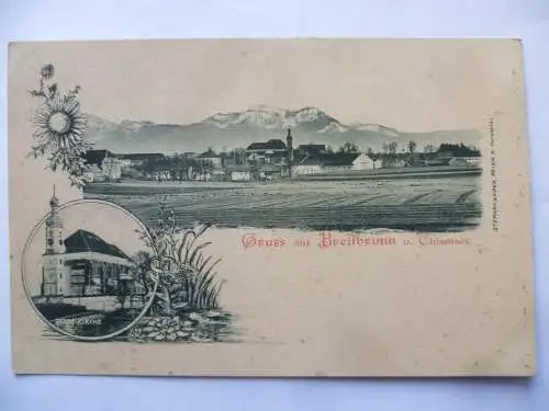 AK Breitbrunn am Chiemsee Panorama u. Kirche um 1900