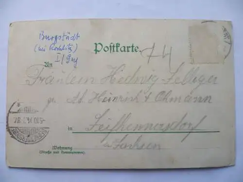 Litho-AK Burgstädt Amtsgericht + Ortsansicht