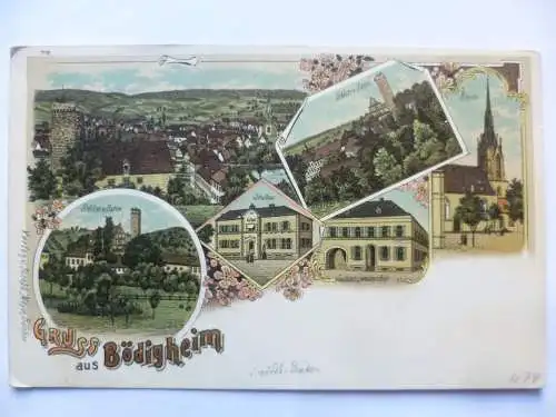 Litho-AK Bödigheim 6 Ansichten