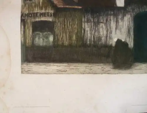 Große Farbradierung J. Celos, Tote Stadt (Brügge) 1911