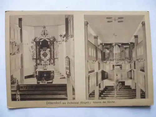 2 AK Dittersdorf am Zwönitztal Erzgebirge Kirche innen und außen