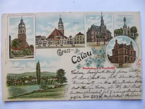 Litho-AK Calau 6 Ansichten