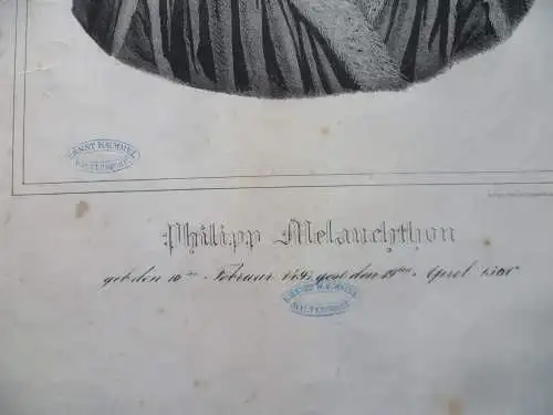 Philipp Melanchthon große Lithographie Brustbild um 1850