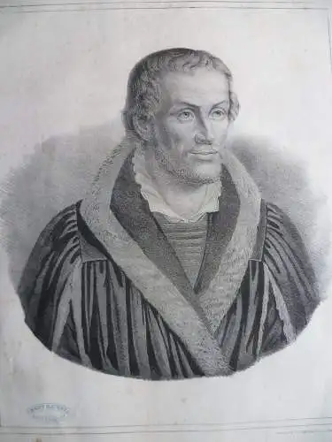 Philipp Melanchthon große Lithographie Brustbild um 1850
