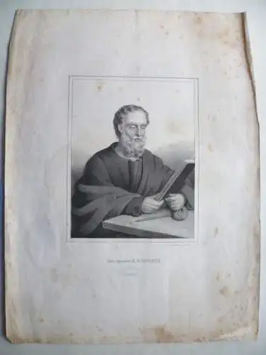 7 große Lithographien 5 Apostel u. 2 andere Motive um 1850