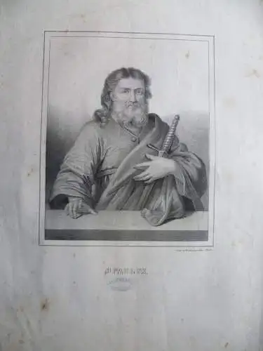 7 große Lithographien 5 Apostel u. 2 andere Motive um 1850