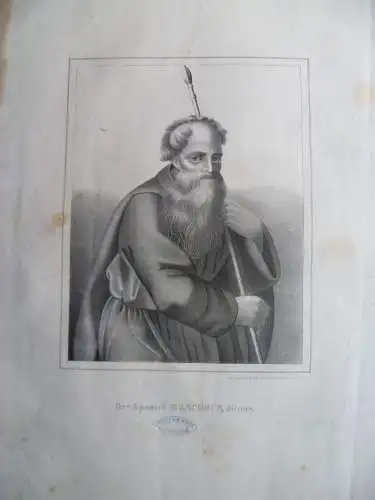 7 große Lithographien 5 Apostel u. 2 andere Motive um 1850