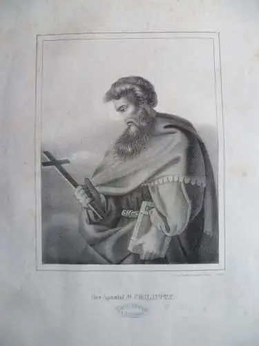 7 große Lithographien 5 Apostel u. 2 andere Motive um 1850