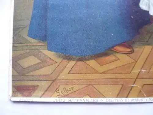 Mutterfreuden. Dekoratives Öldruck Poster um 1890 Fridolin Leiber Frankfurt a.M.
