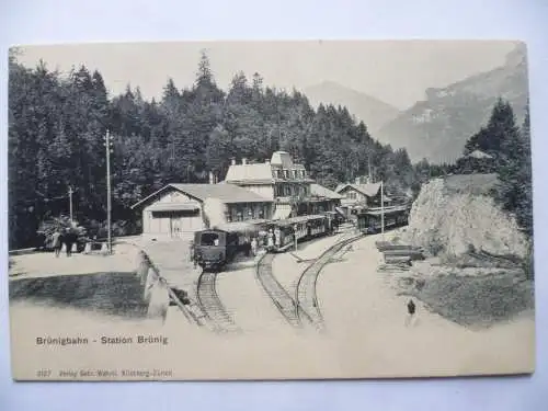 AK Brünigbahn Station Brünig mit Eisenbahn