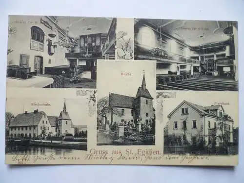 AK St. Egidien 5 Ansichten Kirche Kirchschule Pfarrhaus