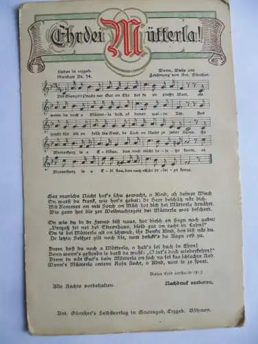 Anton Günther Liedkarte Nr. 74 Ehr dei Mütterla.