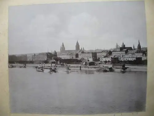 Mainz Blick über den Main auf den Dom großes Pappfoto um 1890
