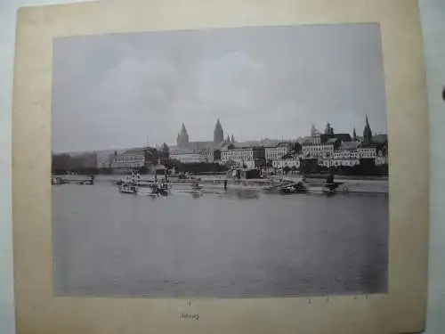 Mainz Blick über den Main auf den Dom großes Pappfoto um 1890