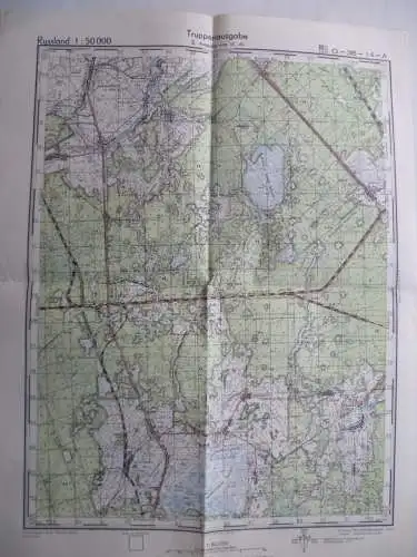 Landkarte II.WK Russland Truppenausgabe 1:50.000 1942 O-36-14-A