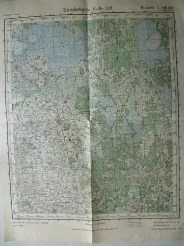 Landkarte II.WK Russland Truppenausgabe 1:100000 1942 O-36-109