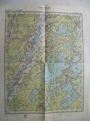Landkarte II.WK Russland Truppenausgabe 1:100000 1942 O-36-40 Spasskaja Polist