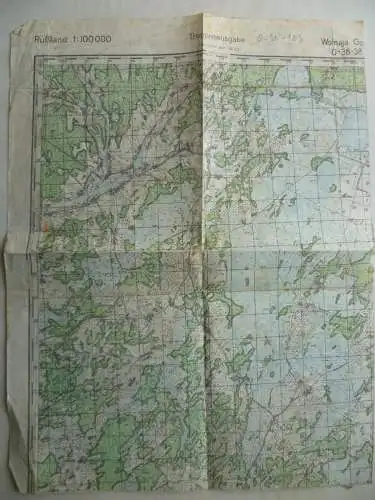 Landkarte II.WK Russland Truppenausgabe 1:100000 1943 O-36-103 Wolnaja Go...