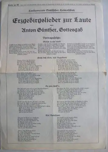 Konzertprogramm Dresden Landesverein Sächs. Heimatschutz Anton Günther Gottesgab