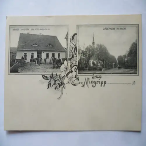 AK Niegripp Kr. Burg Gasthof zum Stern u. Lindenallee mit Kirche